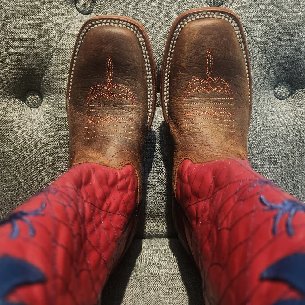 Spiderman Boots From Olathe Boot Co. Red and Blue Spiderman Kids' Western Boots - Picture 6 of 7